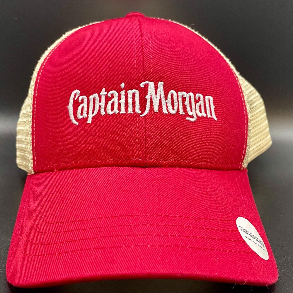 Captain Morgan Snapback Red Hat Trucker Cap 🧢 White Embroidered Mesh NWOT
